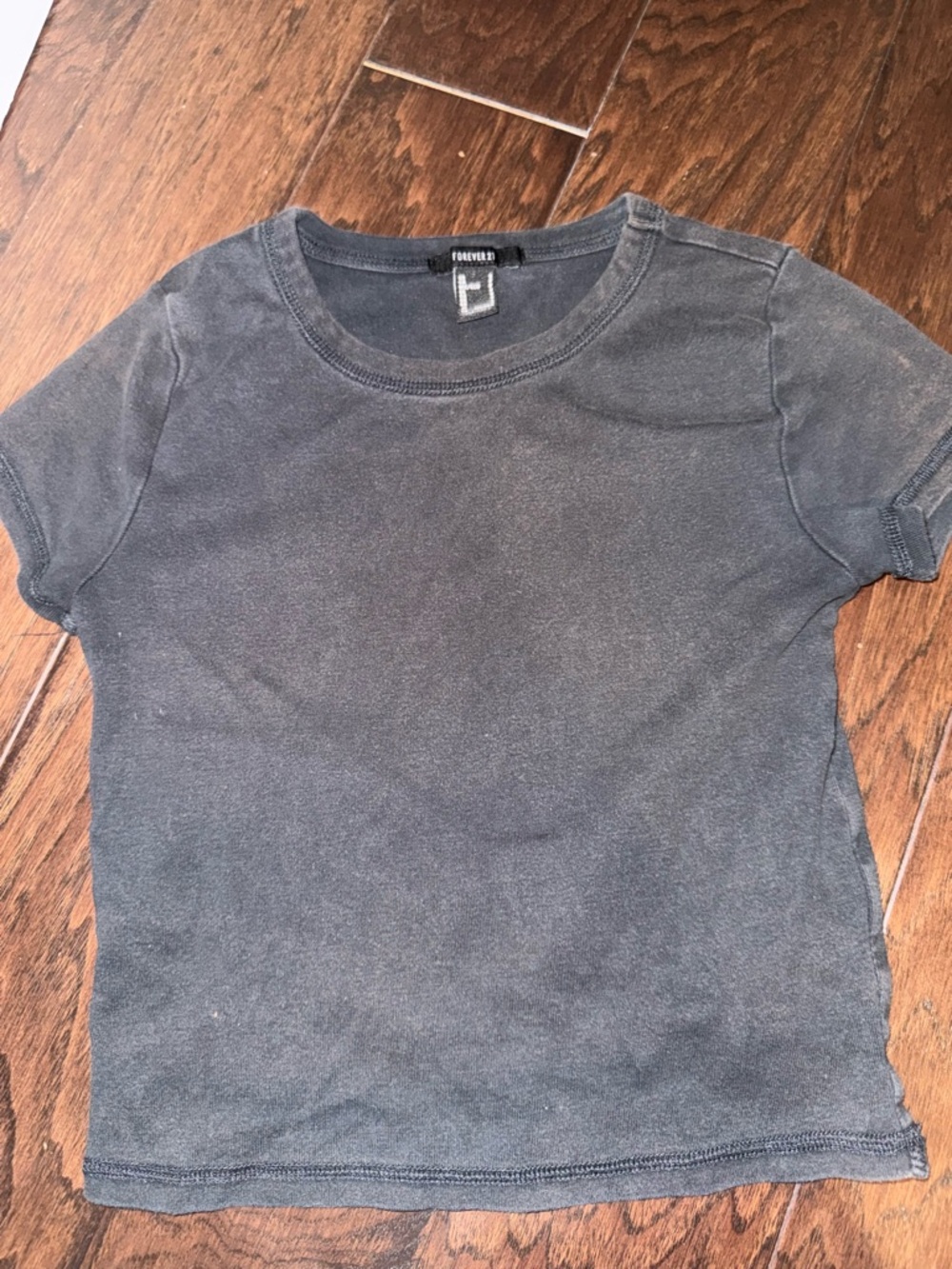 Forever 21 Washed Black Crew Neck Tee